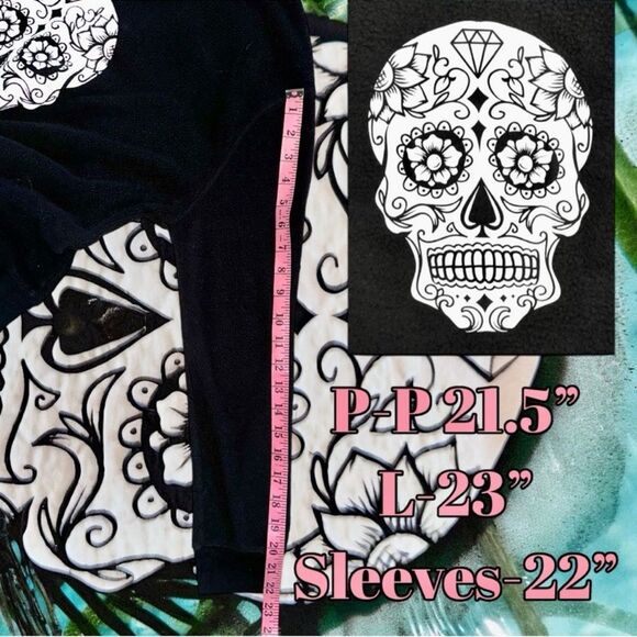 No Boundaries Top Black/White Sugar Skull Cozy Sweatshirt Junior’s L 11-13 - Picture 8 of 16